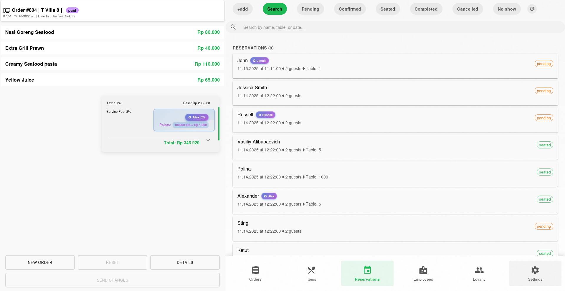 Reservation Dashboard